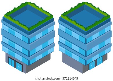 3D design for blue building illustration