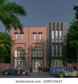 3d design of building facade for market or clothing store including fashion and others
