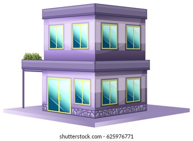 3D-Design für Gebäude mit violetter Illustration