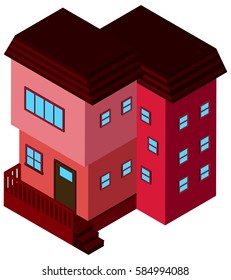3D design for building in pink color illustration