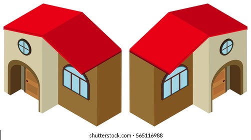 3D design for building with round door illustration