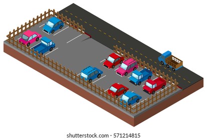3D design for carpark by the road illustration