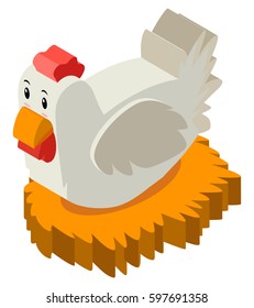 3D design for chicken in nest illustration