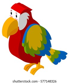 3D design for colorful parrot illustration