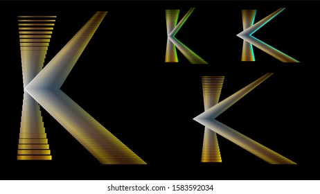 3D Design Concept for Letter K. Logo of Premium Business Financing. Graphic of modern and gold style business. Made a smooth transition from golden to silver. Logo and badge design template.