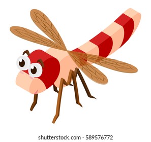 3D design for cute dragonfly illustration