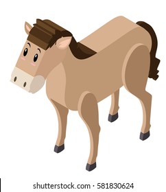 3D design for cute horse illustration