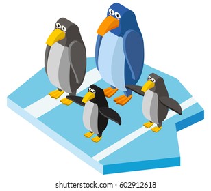 3D design for cute penguins illustration