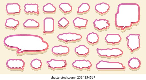 3D design cute speech bubbles of various shapes. Vector data that is easy to edit.