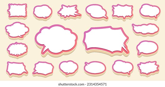 3D design cute speech bubbles of various shapes. Vector data that is easy to edit.