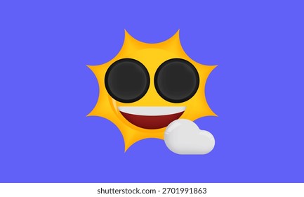 Ilustración linda del icono del sol del diseño 3D. Ilustración vectorial 