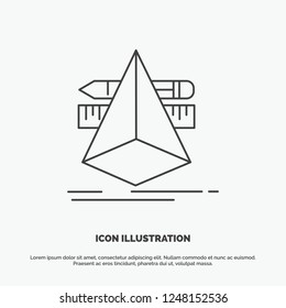 3d, design, designer, sketch, tools Icon. Line vector gray symbol for UI and UX, website or mobile application
