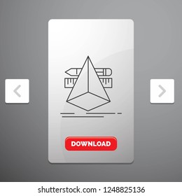 3d, design, designer, sketch, tools Line Icon in Carousal Pagination Slider Design & Red Download Button
