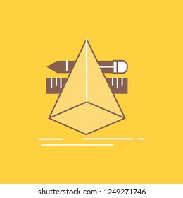 3d, design, designer, sketch, tools Flat Line Filled Icon. Beautiful Logo button over yellow background for UI and UX, website or mobile application
