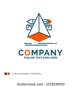 3d, design, designer, sketch, tools Logo Design. Blue and Orange Brand Name Design. Place for Tagline. Business Logo template.
