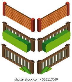 3D design for different styles fo wall and fence illustration
