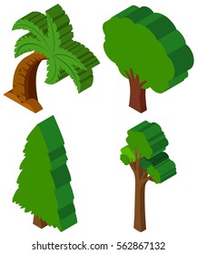 3D design for different types of trees illustration