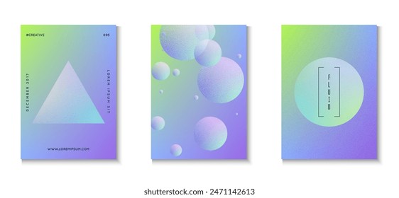 Diseño 3d. Cartel elegante. Colección de círculo geométrico. Póster Mínimo. Conjunto Abstractas Textura Azul. Elementos de holograma. Forma de degradado de ruido. Diseño 3d púrpura