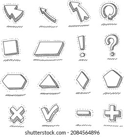 3d design elements  - sketchy hand-drawn vector illustration. 