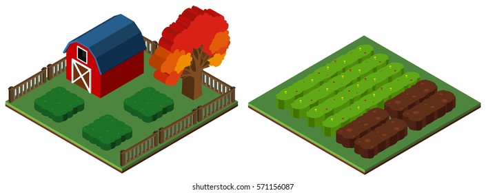 3D design for farmyard and barn illustration