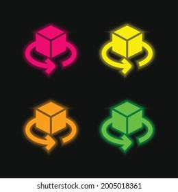 3D Design four color glowing neon vector icon