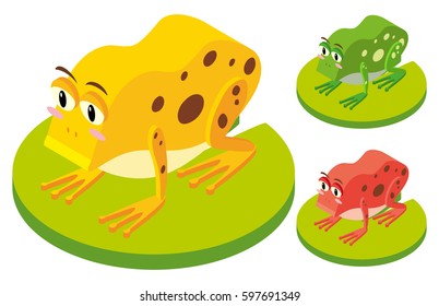 Diseño 3D para ranas en ilustración de hojas