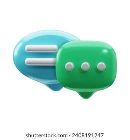 3d diseño Grupo chat brillantes iconos de charla de burbujas. Estilizar el concepto de conversación, diálogo, mensajería o soporte en línea. Ilustración del vector