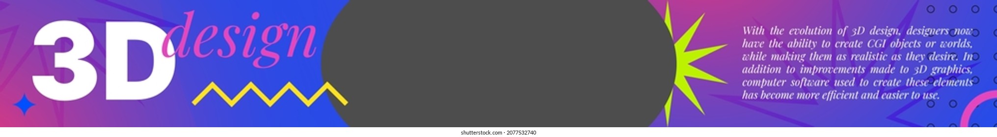 3D Design Header. Horizontal Cover with Transparent Background. Vector illustration