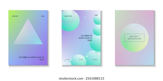 3d Design. Holographic Background. Geometric Digital Banner. Fluorescent Sphere Collection. Blue Abstract Set. Minimal Poster. Vibrant Elements. Purple 3d Design