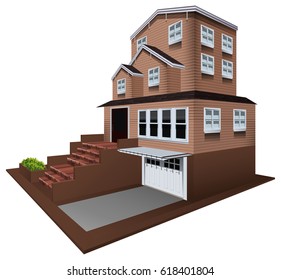 3D design for house with garage illustration