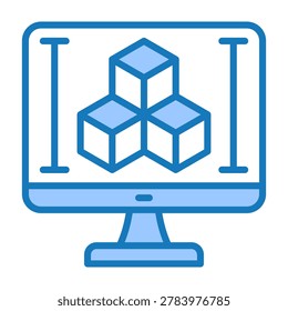 3D Design Icon Blue Dualtone Design Vector Illustration