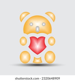 Icono de diseño 3d amor al símbolo del corazón. Ilustración del vector
