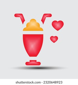 3d design icon heart symbol love. Vector illustration