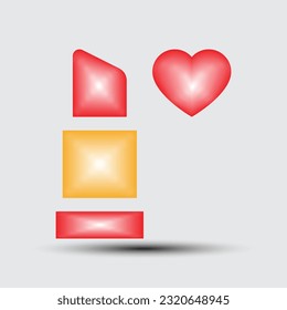 Icono de diseño 3d amor al símbolo del corazón. Ilustración del vector