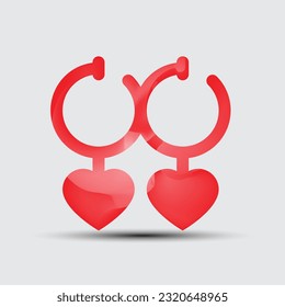 3d design icon heart symbol love. Vector illustration