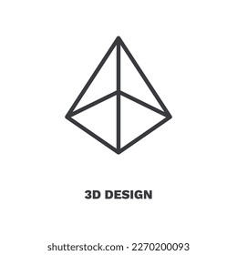 3d design icon. Thin line 3d design, business icon from education collection. Outline vector isolated on white background. Editable 3d design symbol can be used web and mobile