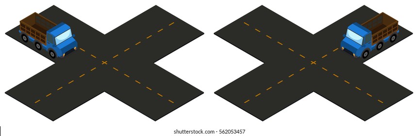 3D design for intersection with truck illustration