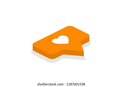 3d design. isometric icon. like icon. illustration of the notification on the social network. button icon