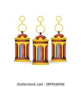 3d design lantern eid mubarak design vector