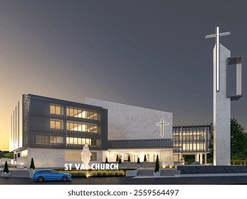 3d design of a large church building