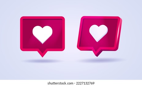 3D design love comment, super reaction, full of love, 3D design love feedback for social media apps