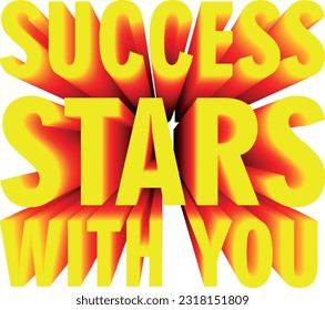 3D design motivation quote - success star with you