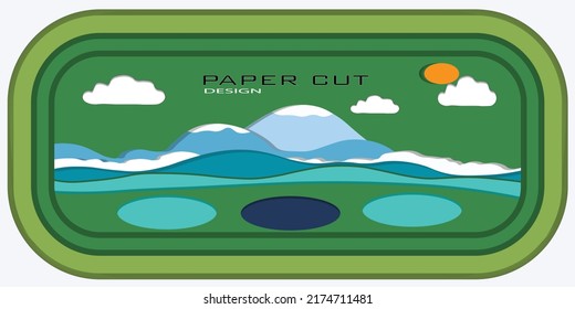 3d design of mountains on green paper cut background