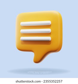 3d design of orange speech bubble message notification icon concept. Vector illustration