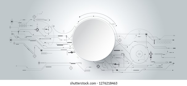 3d design paper with line circle with circuit board. Illustration Abstract modern futuristic, engineering, science, technology background. Hi tech digital connection, communication,Modern technology.