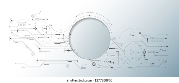 3d design paper with line circle with circuit board. Illustration Abstract modern futuristic, engineering, science, technology background. Hi tech digital connection, communication,Modern technology.