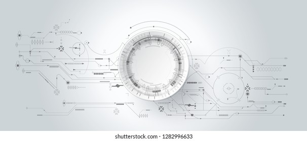 3d design paper with line circle with circuit board. Illustration Abstract modern futuristic, engineering, science, technology background. Hi tech digital connection, communication,Modern technology