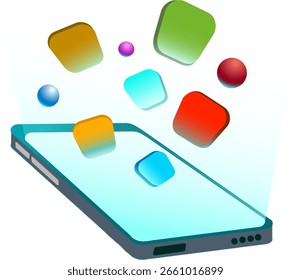Diseño 3D de teléfono y aplicación. Trabajar desde la decoración de adornos para el hogar.