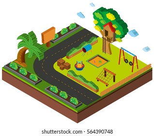 3D design for playground by the road illustration