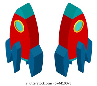 3D design for red rocket illustration